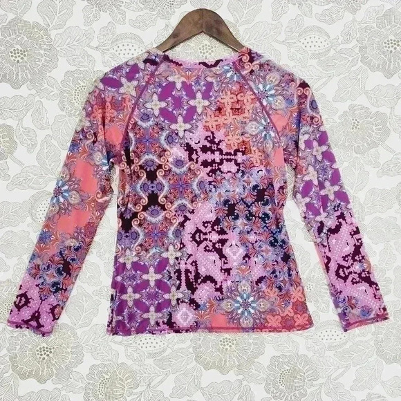 Garnet Hill Paisley Printed Crewneck Long sleeve T Shirt Stretched S Women's - Picture 2 of 7